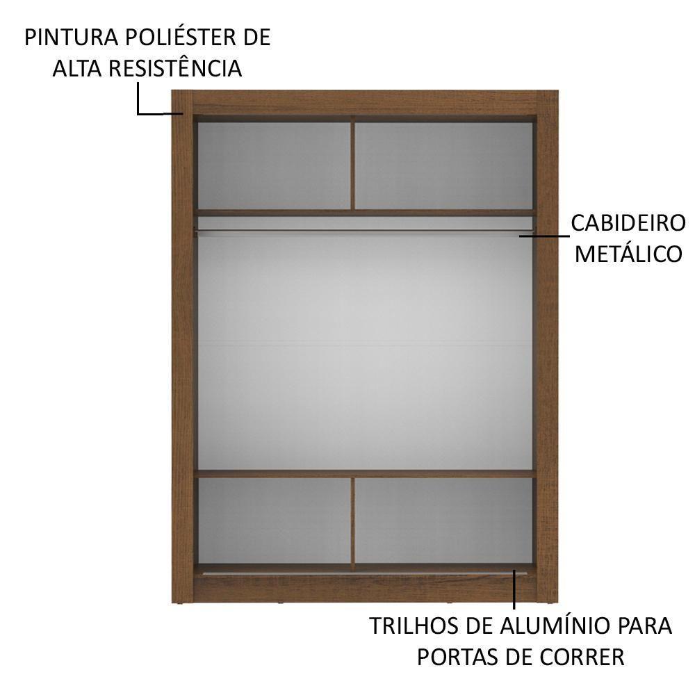 Guarda-roupa Solteiro Denver 2 Portas Correr Espelho Madesa - 8