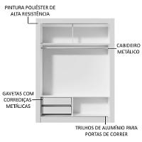 Guarda-roupa Solteiro Dallas 2 Portas 2 Gavetas Madesa - 5