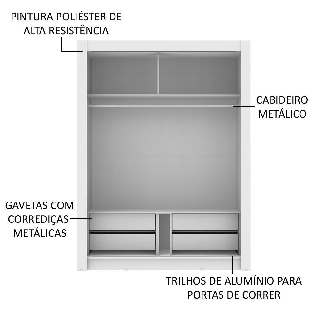 Guarda-Roupa Solteiro Dallas Plus 2 Portas 4 Gavetas Madesa - 7