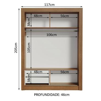 Guarda Roupa Solteiro Dallas 2 Portas de Correr 2 Gavetas Rustic-branco Madesa
