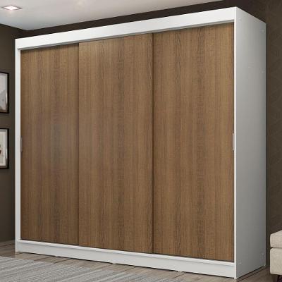 Guarda Roupa Casal Kansas 3 Portas de Correr 3 Gavetas Branco-Rustic Madesa