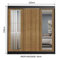 Guarda-roupa Casal Kansas 3 Portas de Correr com Espelhos 3 Gavetas Madesa - 5