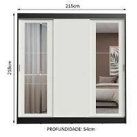 Guarda-roupa Casal Kansas 3 Portas de Correr com Espelhos 3 Gavetas Madesa - 15