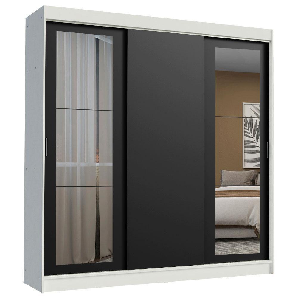 Guarda-roupa Casal Kansas 3 Portas de Correr com Espelhos 3 Gavetas Madesa - 2