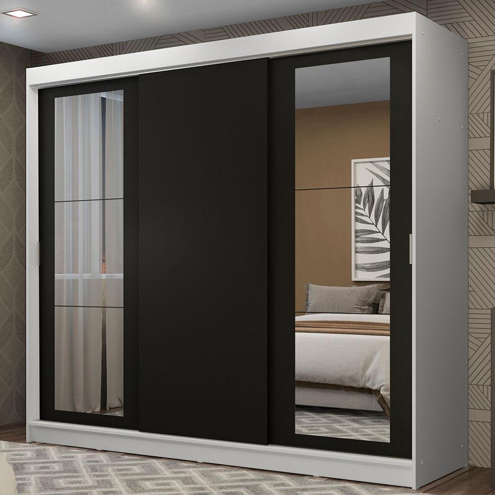 Guarda-roupa Casal Kansas 3 Portas de Correr com Espelhos 3 Gavetas Madesa - 3