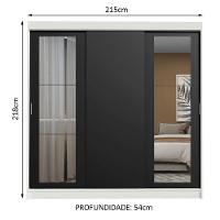 Guarda-roupa Casal Kansas 3 Portas de Correr com Espelhos 3 Gavetas Madesa - 7