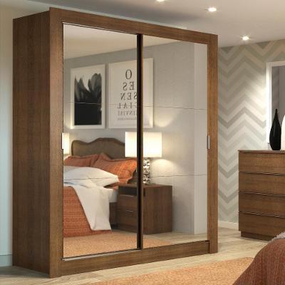 Guarda Roupa Solteiro Dallas 2 Portas de Correr 2 Gavetas Rustic Madesa