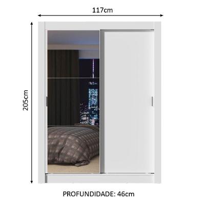 Guarda Roupa Solteiro Denver 2 Portas de Correr Branco Madesa