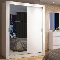 Guarda-roupa Solteiro Madesa Denver 2 Portas De Correr Com Espelho Branco - 1