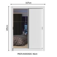 Guarda-roupa Solteiro Madesa Denver 2 Portas De Correr Com Espelho Branco - 9