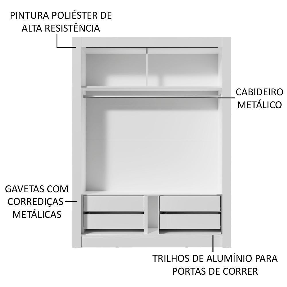 Guarda-roupa Solteiro Dallas Plus 2 Portas 4 Gaveta Madesa - 8