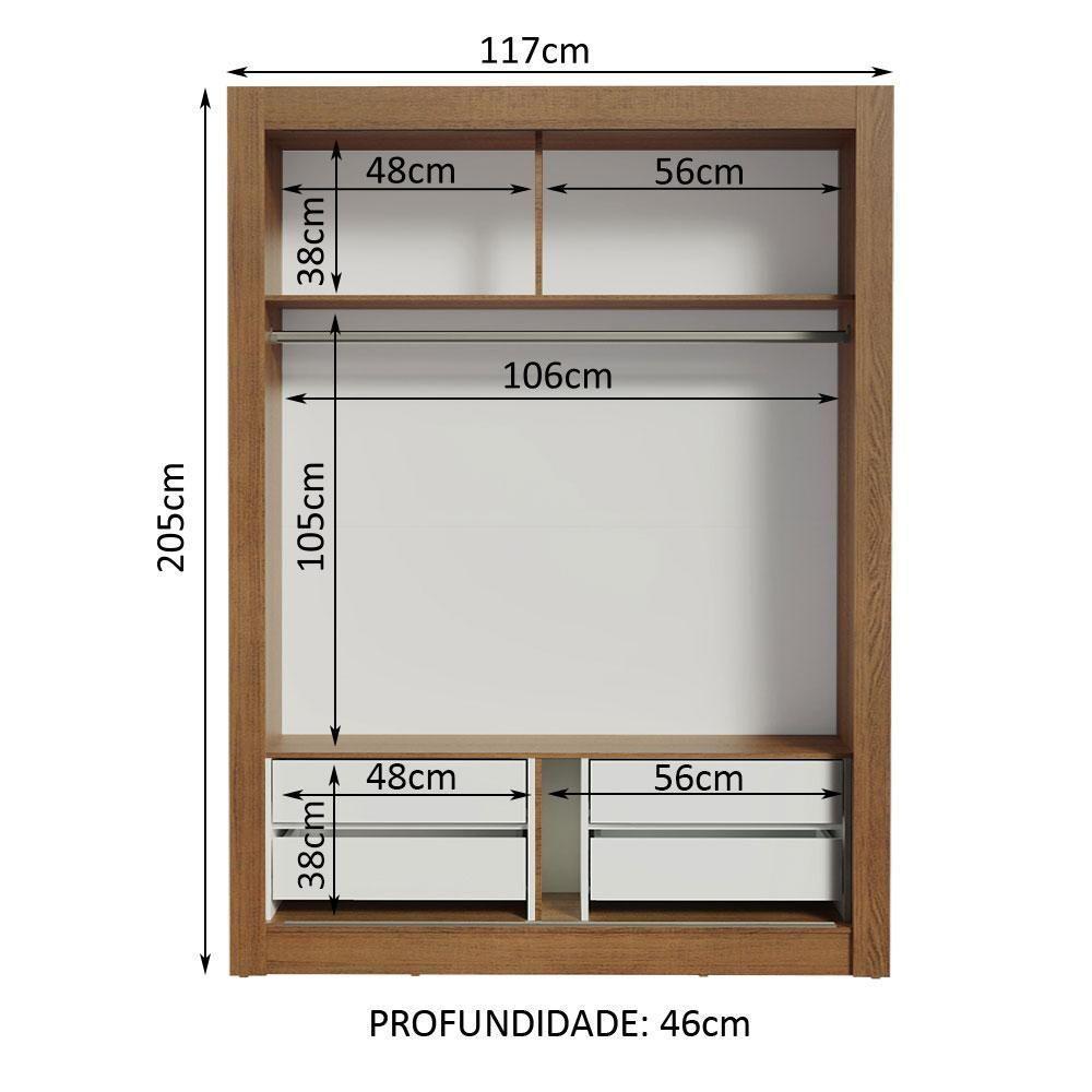 Guarda-roupa Solteiro Dallas Plus 2 Portas 4 Gavetas Madesa - 11