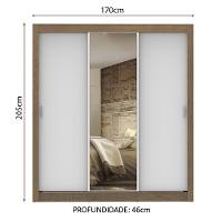 Guarda-Roupa Lyon 3 Portas Correr 1 Espelho 2 Gavetas Madesa - 15