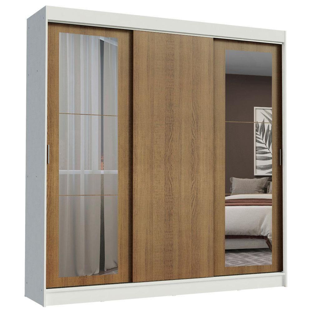Guarda-roupa Casal Kansas 3 Portas de Correr com Espelhos 3 Gavetas Madesa - 2