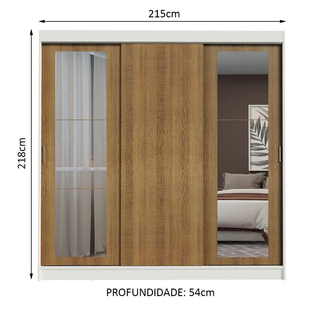 Guarda-roupa Casal Kansas 3 Portas de Correr com Espelhos 3 Gavetas Madesa - 8