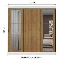 Guarda-roupa Casal Kansas 3 Portas de Correr com Espelhos 3 Gavetas Madesa - 5