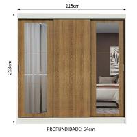 Guarda-roupa Casal Kansas 3 Portas de Correr com Espelhos 3 Gavetas Madesa - 8
