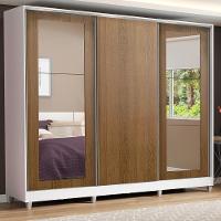 Guarda-roupa Casal Eros 3 Portas de Correr com Espelhos com Pés Madesa - 6