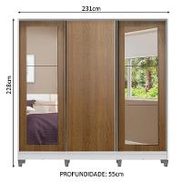Guarda-roupa Casal Eros 3 Portas de Correr com Espelhos com Pés Madesa - 10