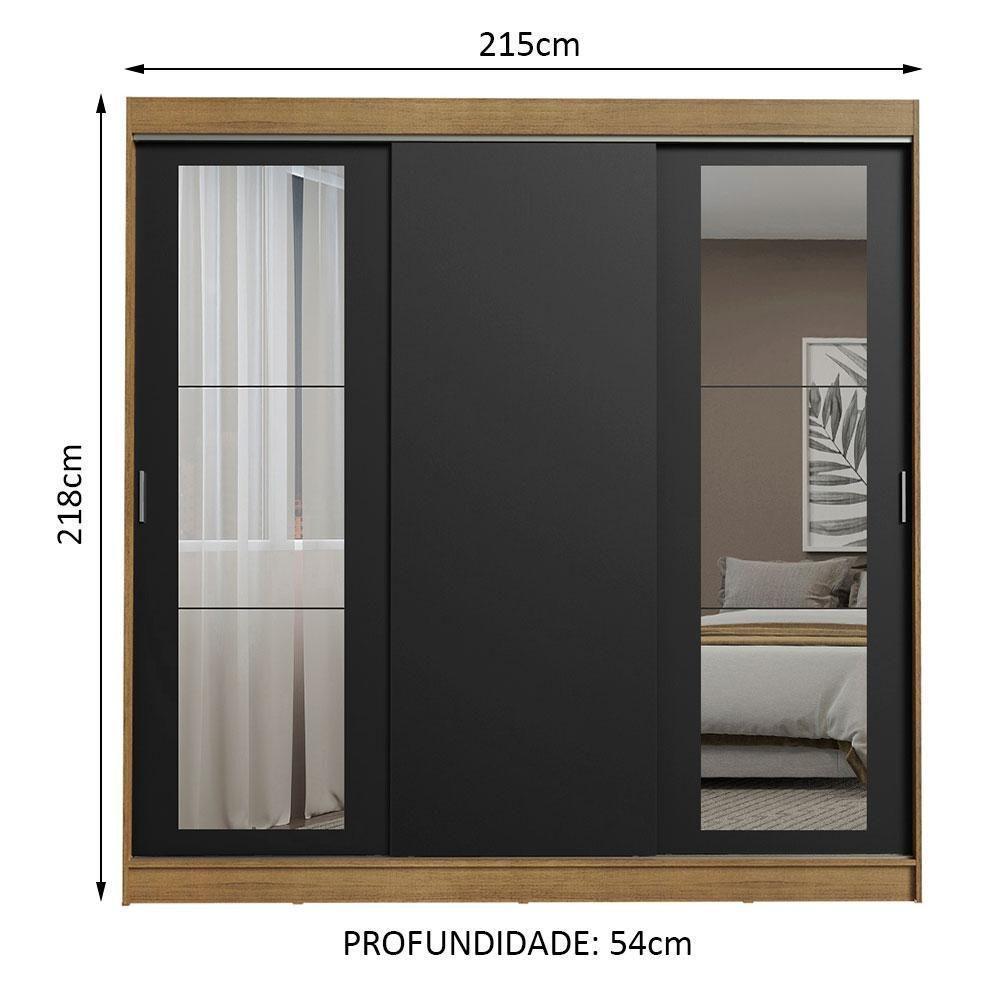 Guarda-roupa 3 Portas de Correr Espelhos 3 Gavetas Madesa - 10