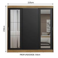 Guarda-roupa 3 Portas de Correr Espelhos 3 Gavetas Madesa - 10