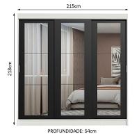 Guarda-roupa 3 Portas de Correr de Espelho 3 Gavetas Madesa