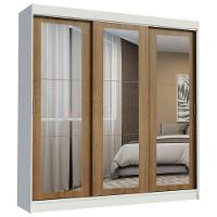 Guarda-roupa 3 Portas de Correr de Espelho 3 Gavetas Madesa - 2