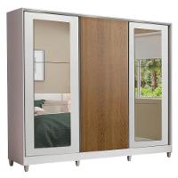 Guarda-roupa Casal Eros 3 Portas de Correr com Espelhos com Pés Madesa  - 3