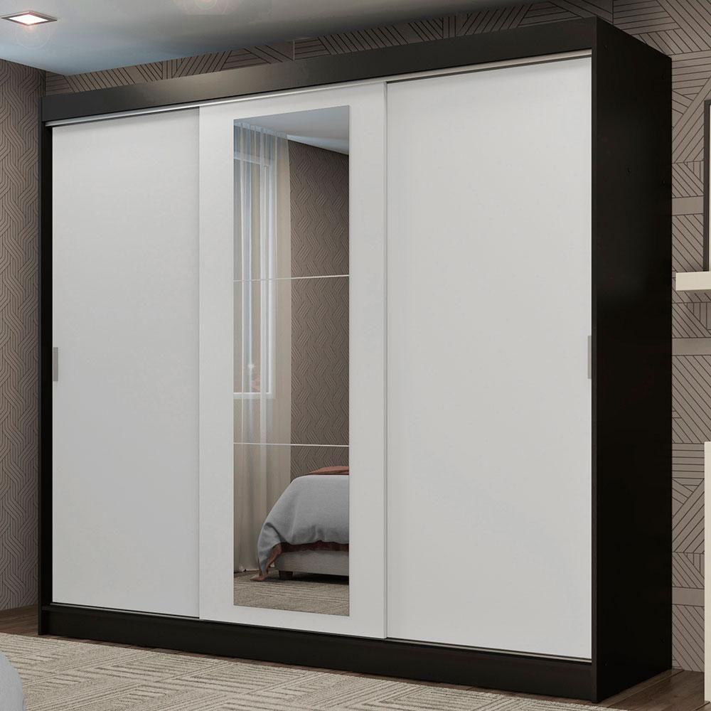 Guarda-roupa 3 Portas de Correr com Espelho 3 Gavetas Madesa - 1