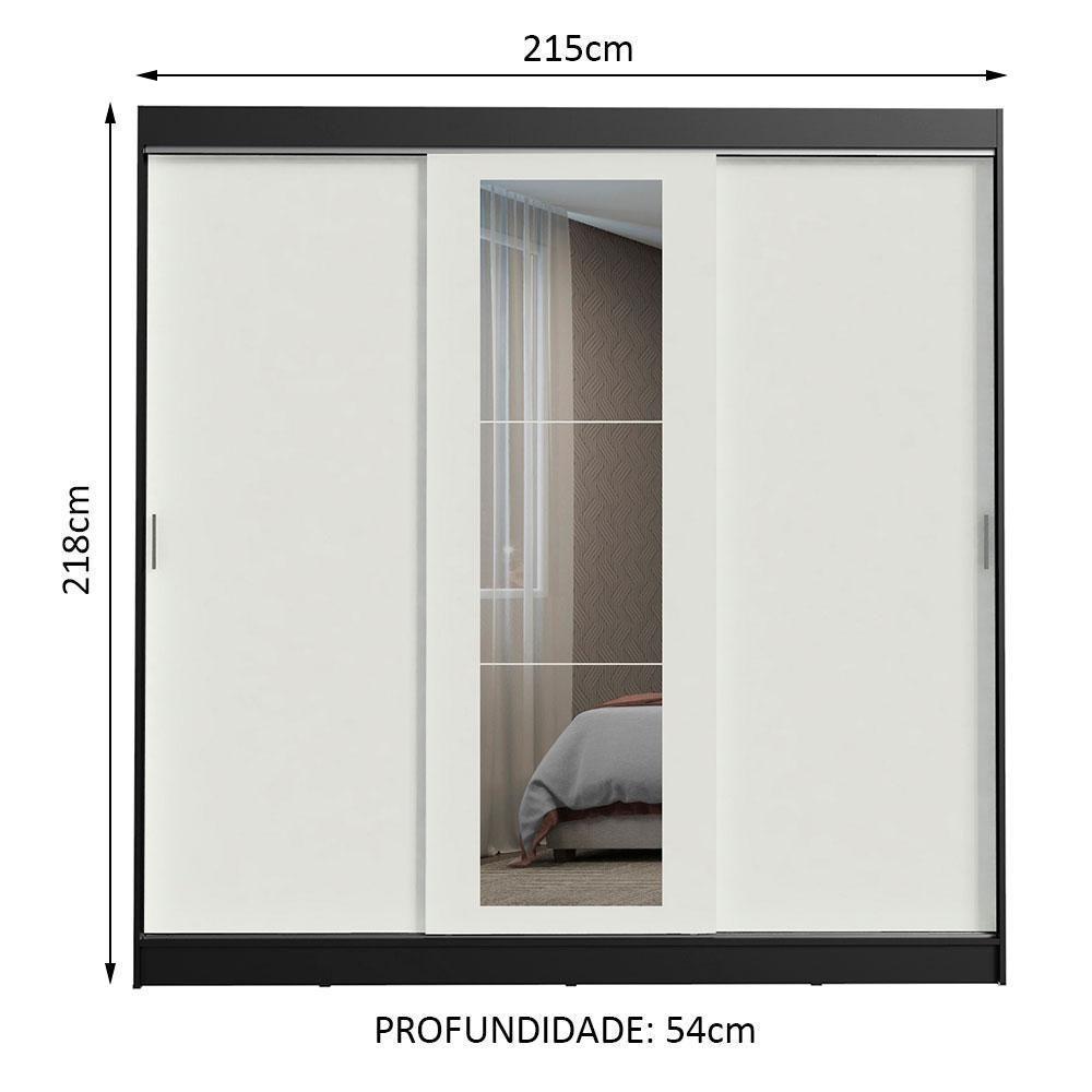 Guarda-roupa 3 Portas de Correr com Espelho 3 Gavetas Madesa - 6