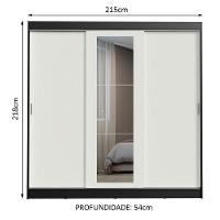 Guarda-roupa 3 Portas de Correr com Espelho 3 Gavetas Madesa