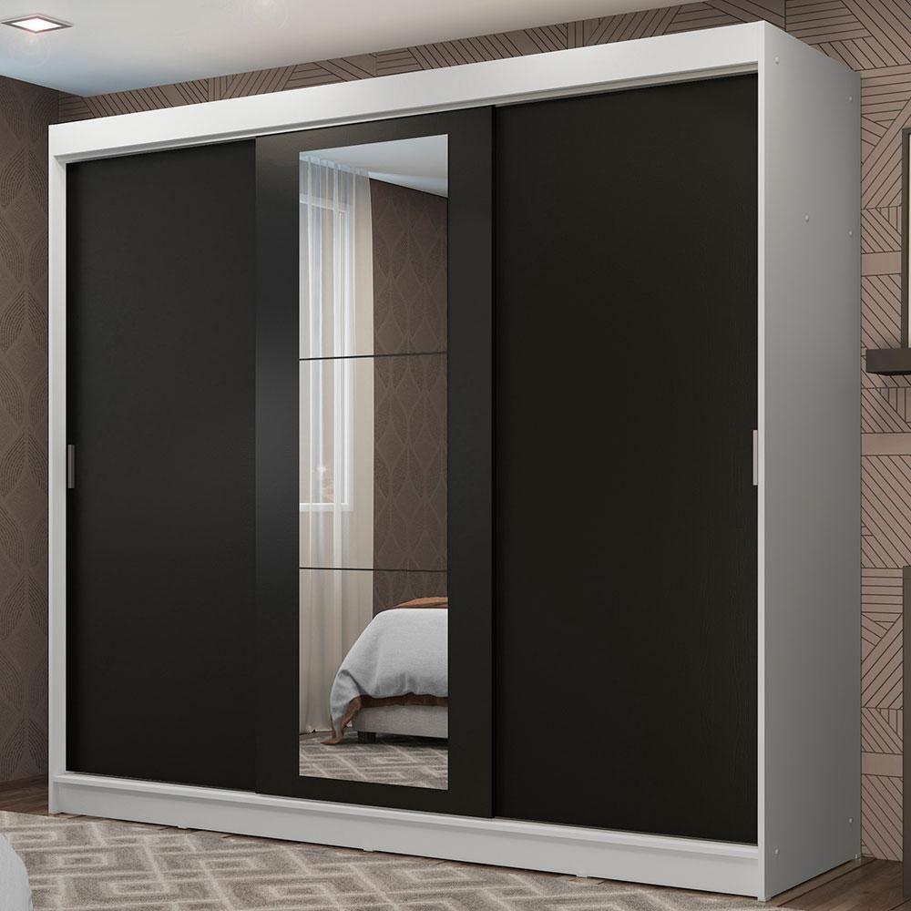 Guarda-roupa 3 Portas de Correr com Espelho 3 Gavetas Madesa - 1