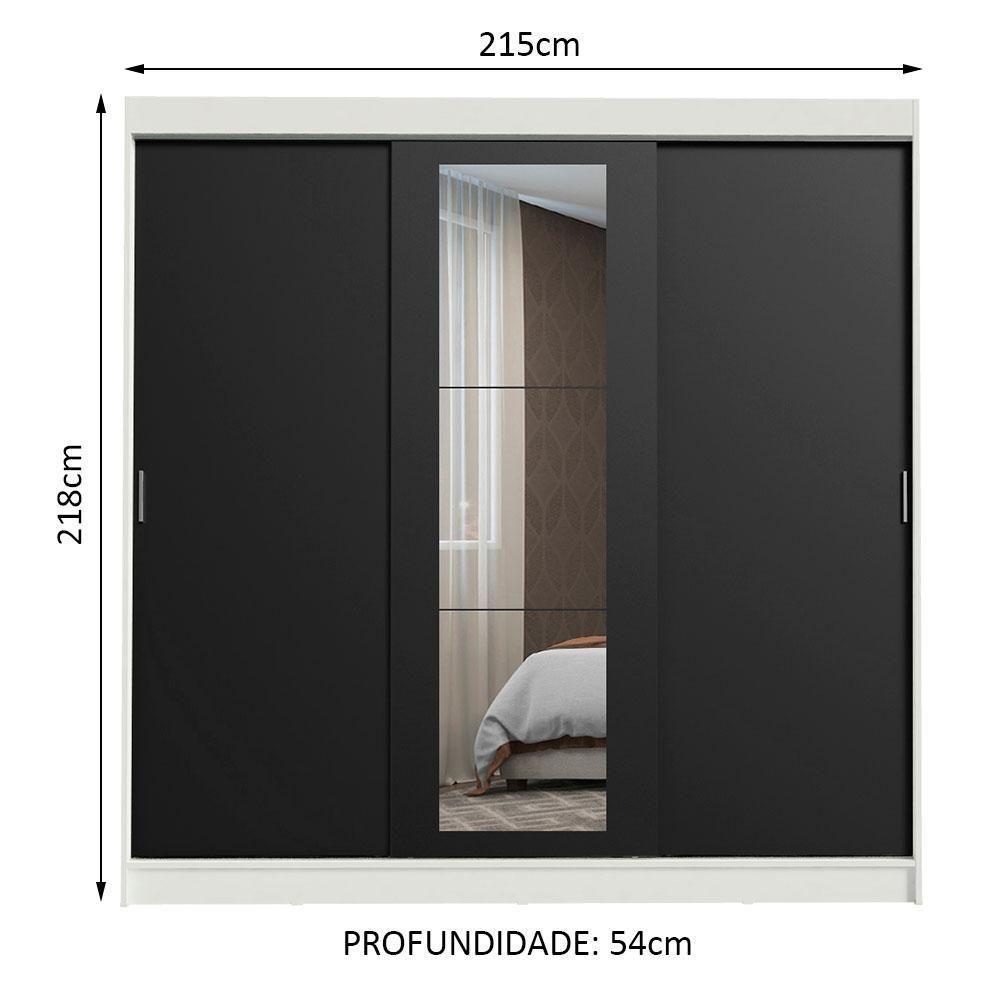 Guarda-roupa 3 Portas de Correr com Espelho 3 Gavetas Madesa - 3