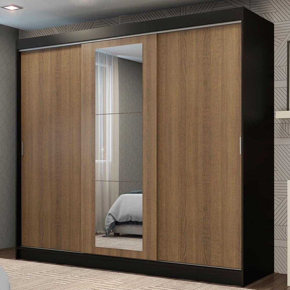 Guarda-roupa 3 Portas de Correr com Espelho 3 Gavetas Madesa - 1