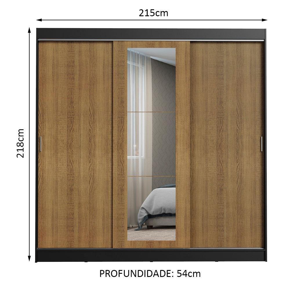 Guarda-roupa 3 Portas de Correr com Espelho 3 Gavetas Madesa - 4