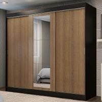 Guarda-roupa 3 Portas de Correr com Espelho 3 Gavetas Madesa - 1