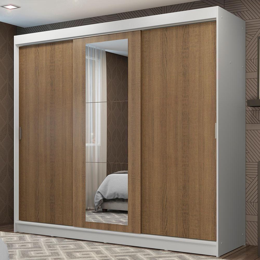 Guarda-roupa 3 Portas de Correr com Espelho 3 Gavetas Madesa - 1