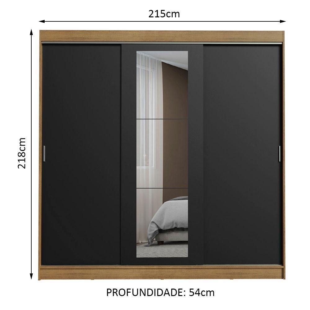 Guarda-roupa 3 Portas de Correr com Espelho 3 Gavetas Madesa - 5