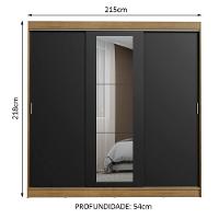 Guarda-roupa 3 Portas de Correr com Espelho 3 Gavetas Madesa - 5
