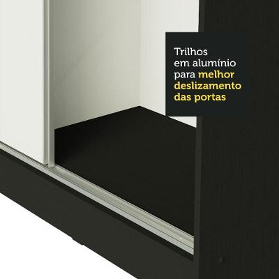 Guarda Roupa Casal Royale 3 Portas de Correr 4 Gavetas Preto-branco MDF Madesa