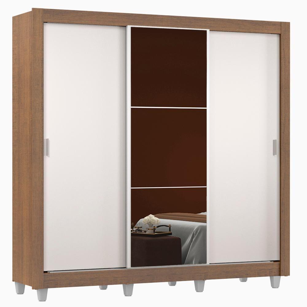 Guarda Roupa Casal Mônaco 3 Portas de Correr com Espelho Madesa - 2