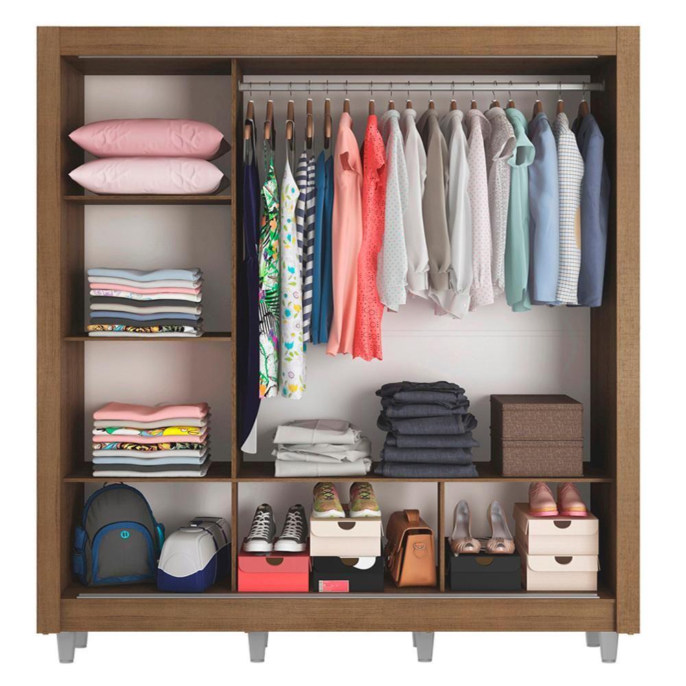 Guarda Roupa Casal Mônaco 3 Portas de Correr com Espelho Madesa - 12