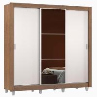 Guarda Roupa Casal Mônaco 3 Portas de Correr com Espelho Madesa