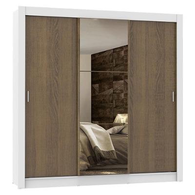 Guarda Roupa Casal Lyon Plus 3 Portas de Correr 4 Gavetas Branco-rustic Madesa