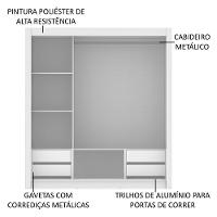 Guarda Roupa Casal Plus 3 Portas Correr 4 Gavetas Madesa - 9