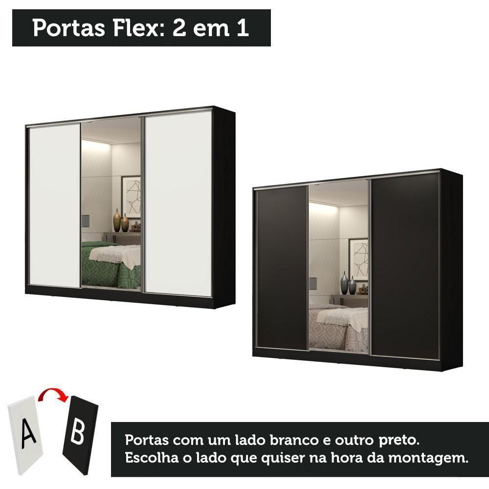 Guarda Roupa Casal Madesa Royale 3 Portas Correr Espelho Bco - 2