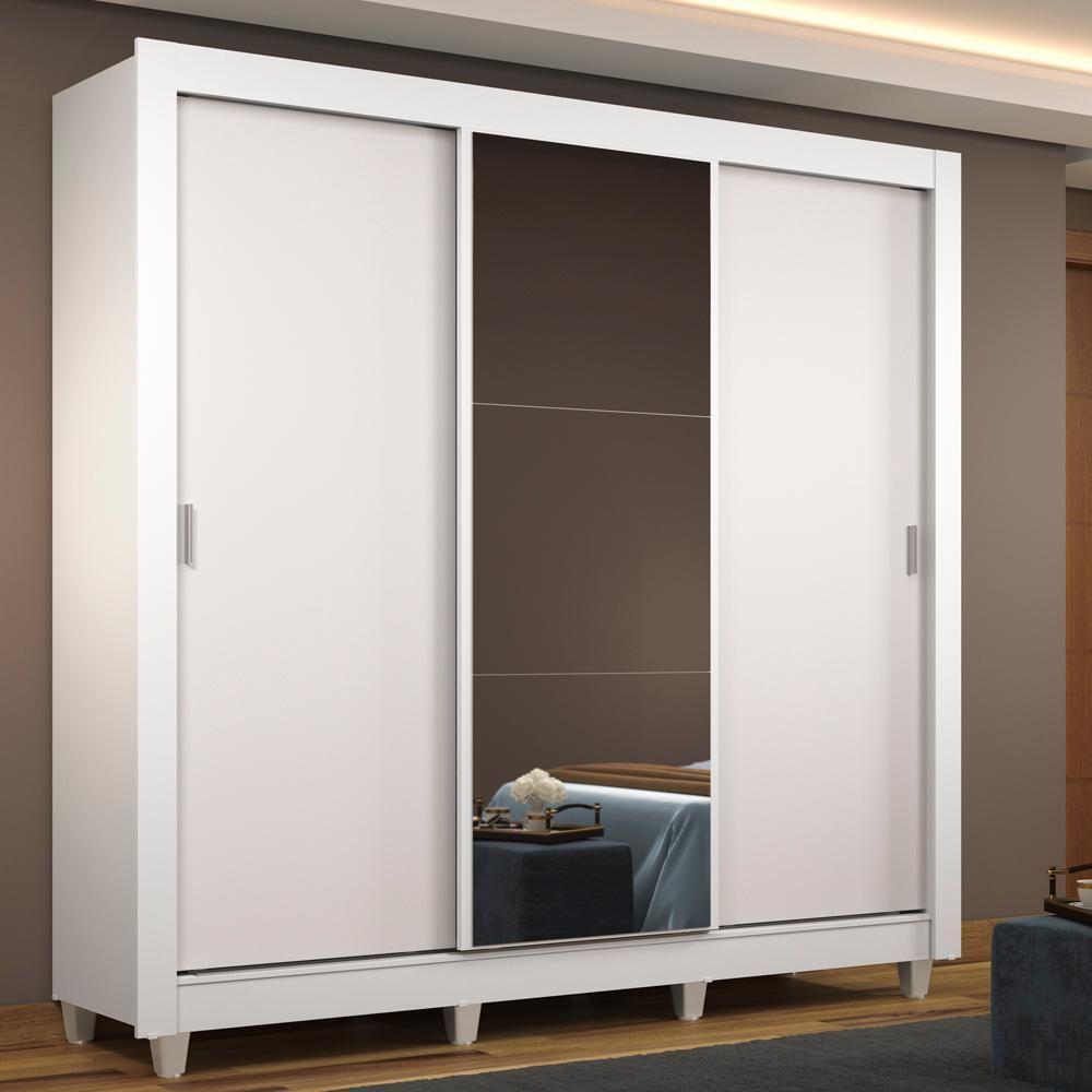 Guarda Roupa Casal Mônaco 3 Portas de Correr com Espelho Madesa - 1