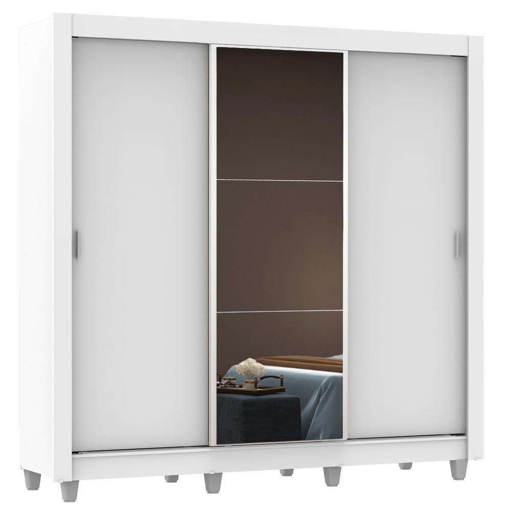 Guarda Roupa Casal Mônaco 3 Portas de Correr com Espelho Madesa - 2