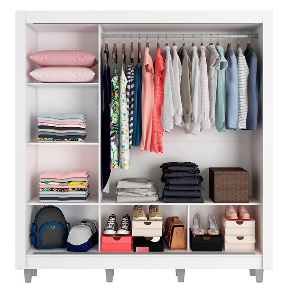 Guarda Roupa Casal Mônaco 3 Portas de Correr com Espelho Madesa - 8