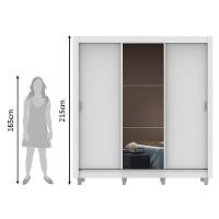 Guarda Roupa Casal Mônaco 3 Portas de Correr com Espelho Madesa - 5